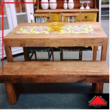 mesa de madeira maciça rústica preço Anália Franco