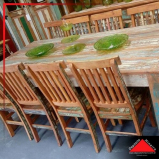 mesas de jantar de madeira rústica preços Parque Peruche